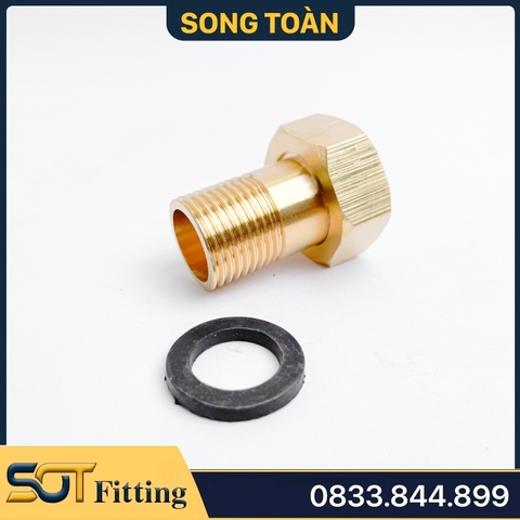 Rắc Co Thân Tròn Ren Trong 27 (DN20) Ren Ngoài 21 (DN15) - Đồng Thau