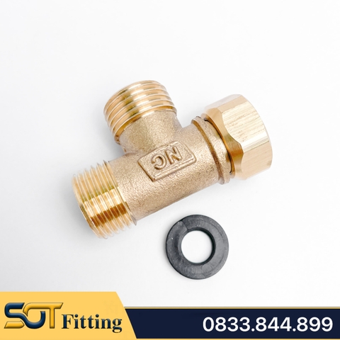 Tê Cầu / T Chia 3 Nguồn Nước Có Đai Ốc Ren 21 - Chất Liệu Đồng Thau