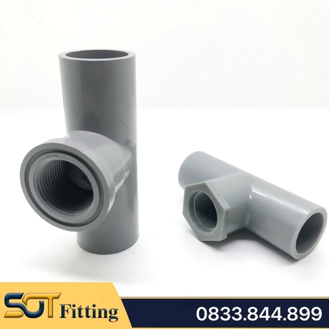 Tê Nhựa PVC Trơn Dán Có Ren Trong 21 27 - Thương Hiệu Bình Minh