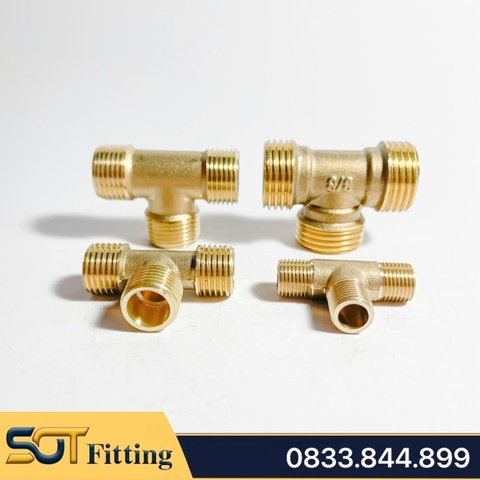Tê Ren Ngoài 3 Đầu, T Chất Liệu Đồng Thau H58 Tiêu Chuẩn Răng BSP