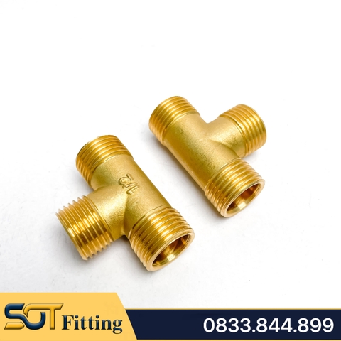 Tê / T 3 Đầu Ren Ngoài 21 Đồng Thau - Hàng Đúc Chất Lượng Cao