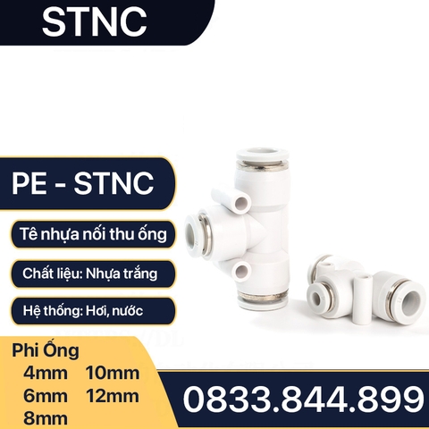 Tê PEG Nối Nhanh Giảm Ống, Nối Giảm Ống Mềm STNC Ống 4 6 8 10 12 16 - Màu Trắng (Chính Hãng)
