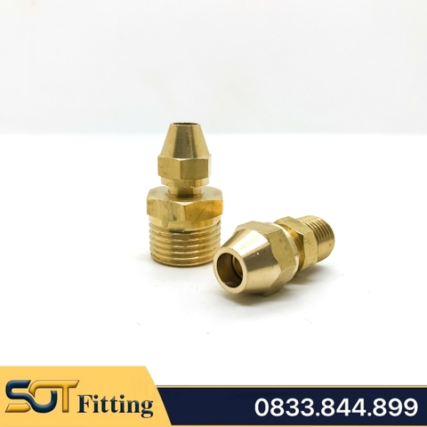 Bộ Nối 3/4 (27) Thẳng Ren Ngoài  Côn Lồi Lã Ống Đồng SAE Phi 6 12 16 19mm (Brass Flare Fitting Male Connector NPT)