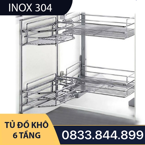 Tủ Đồ Khô 6 Tầng Nan Dẹt SUS 304 - Thương Hiệu Tủ Bếp Camryn