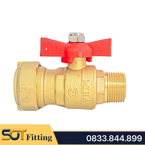 Van Bi Đồng Liên Hợp MIHA Ren Ngoài Tay Bướm ABS - Brass Combination Ball Valve With Butterfly Handle, Male