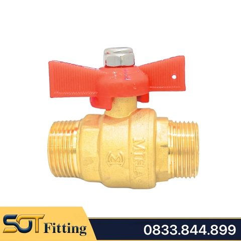 Van Bi Đồng Ren Ngoài Tay Bướm MIHA - Brass Ball Valve With Butterfly Handle, Male