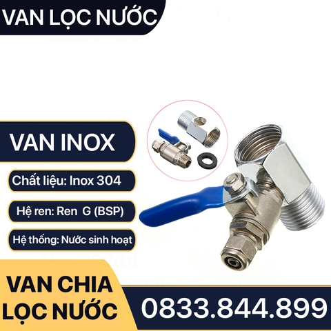 Van Chia Máy Lọc Nước, Van Chia Ngã Ba Máy Lọc Nước Ống 10 - Inox Bóng