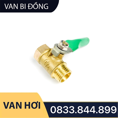 Van Hơi Khóa Bi Tay Gạt Phi 1/4 (13), Van Hơi Ren Trong Ren Ngoài - Bằng Đồng Loại Mỏng