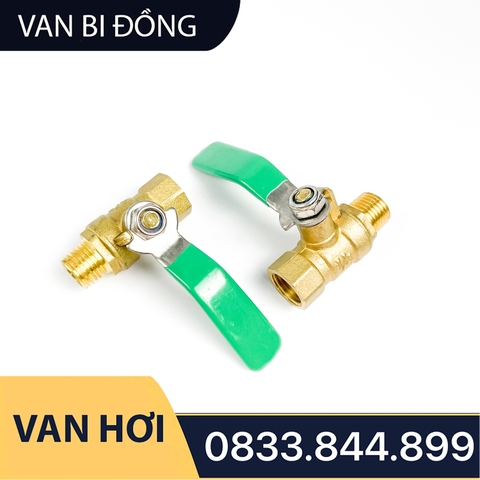Van Hơi Khóa Bi Tay Gạt Phi 1/4 (13), Van Hơi Ren Trong Ren Ngoài - Bằng Đồng Loại Dày