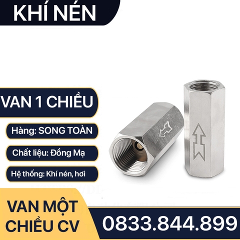 Van Một Chiều Khí Nén, Van Một Chiều Hơi CV Ren Trong 9.6 13 17 21- Đồng Mạ