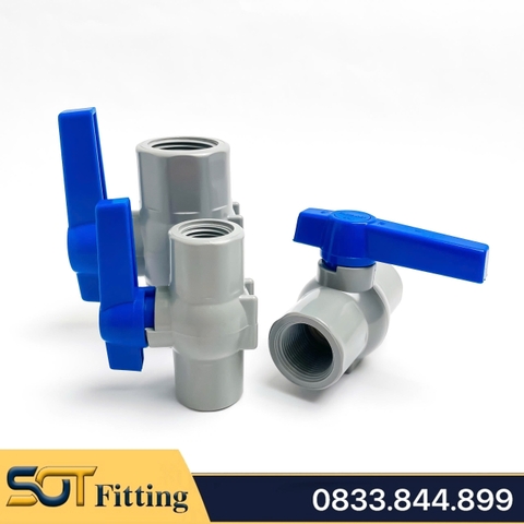 Van Nhựa Ren Trong, Van Khóa Nước Tay Gạt Nối Ren Trong PVC Ống Nhựa