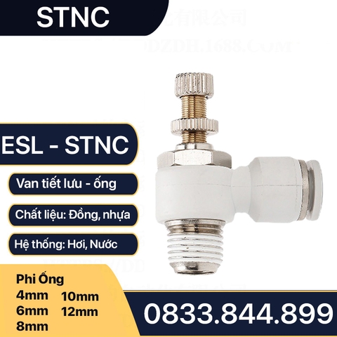 Van Tiết Lưu ESL, Van Khóa Nối Nhanh Cắm Ống STNC Ống 4 6 8 10 12 16 - Màu Trắng (Chính Hãng)