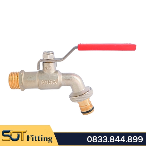 Vòi Đồng Mạ MIHA Tay Gạt Inox - Brass Taps With Stainless Steel Lever Handle