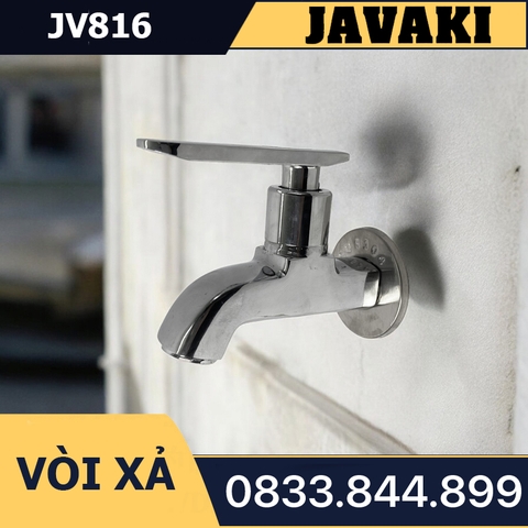 Vòi Hồ JV816 Xả Nước Thân Vuông Đồng Mạ Crom Tay Bằng Khóa Gạt - Thương Hiệu Javaki