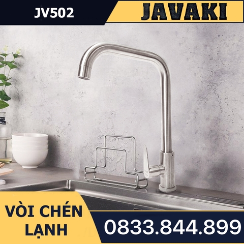 Vòi Rửa Chén Bát JV502 Cổ Ngỗng Dùng Nước Lạnh JAVAKI | SUS 304 Nhám Mờ