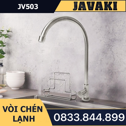 Vòi Rửa Chén Bát JV503 Cổ 18 Dùng Nước Lạnh JAVAKI | SUS 304 Cao Cấp Nhám Mờ