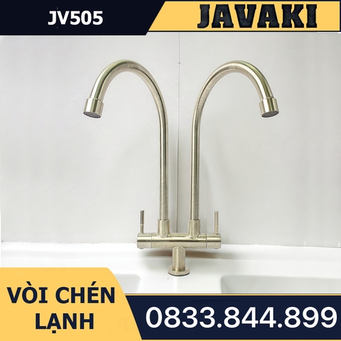 Vòi Rửa Chén Bát JV505 Chia 2 Vòi Dùng Nước Lạnh JAVAKI | SUS 304 Cao Cấp Nhám Mờ