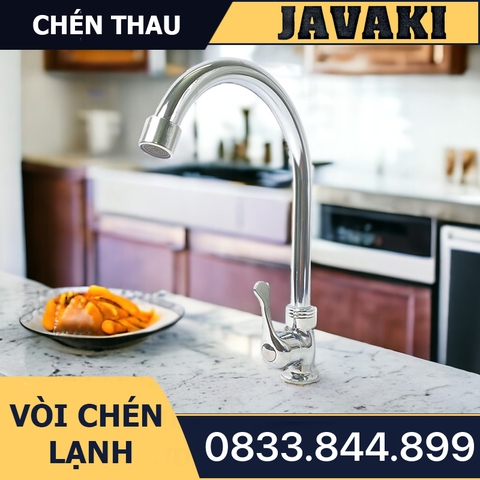 Vòi Rửa Chén Bát Thân Đồng Thau Mạ Crom Nước Lạnh JAVAKI  | Vòi Nước Lạnh Cao Cấp