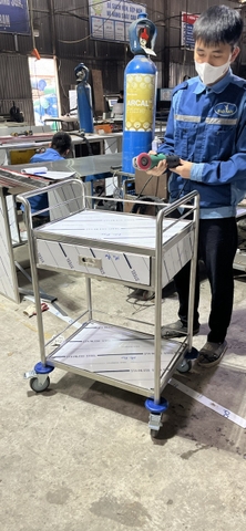 Xe đẩy inox xe đẩy làm đẹp bằng thép không gỉ xe đẩy thiết bị phẫu thuật Xe đẩy điều dưỡng/vận chuyển bệnh viện Xe đẩy dụng