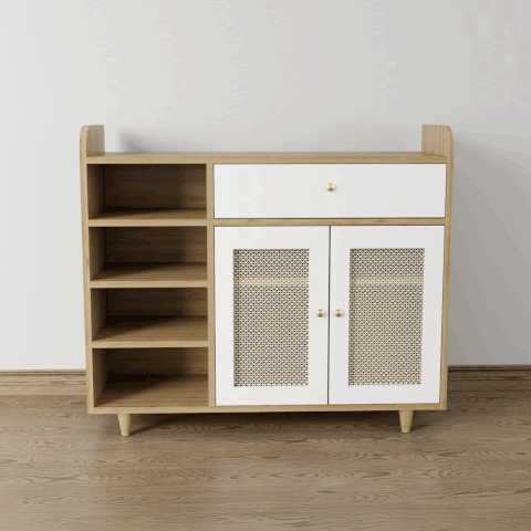 Tủ giày cánh mây TGCM001 - 2 Cánh mây màu nâu vàng + trắng | Nội Thất giá tốt 2K