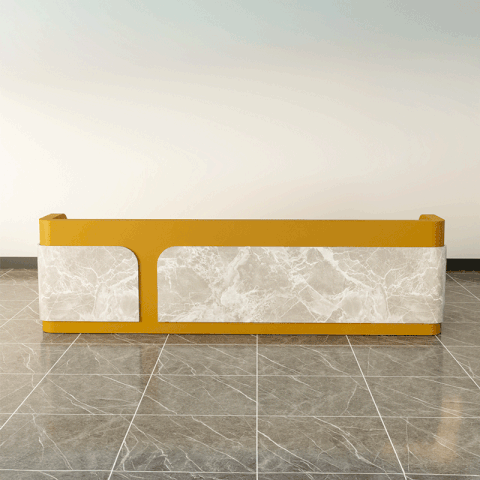 Quầy lễ tân QLTS014 - Gỗ MDF Sơn Bệt Vàng Mustard Hiện Đại, Điểm Nhấn Cho Không Gian Văn Phòng