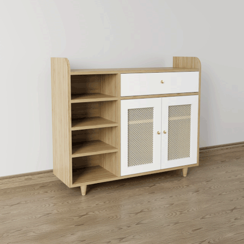 Tủ giày cánh mây TGCM001 - 2 Cánh mây màu nâu vàng + trắng | Nội Thất giá tốt 2K