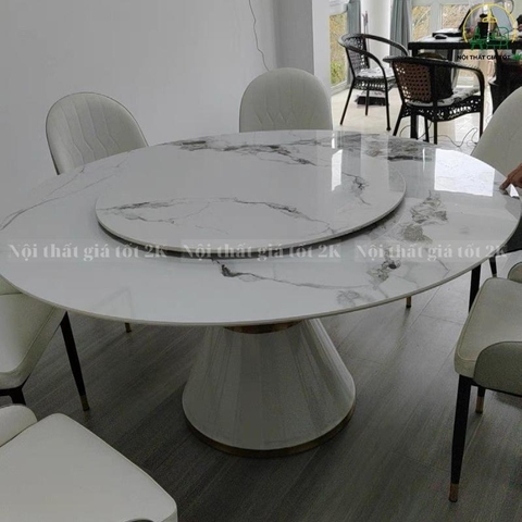Bàn ăn tròn xoay chân tròn