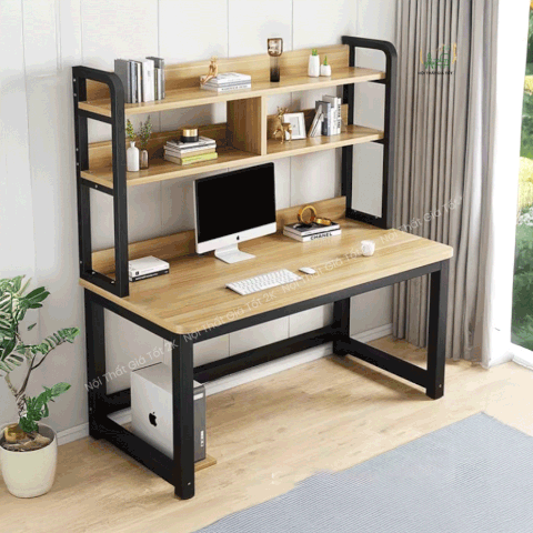 Bàn Học Chân Sắt Kèm Giá Sách BH005