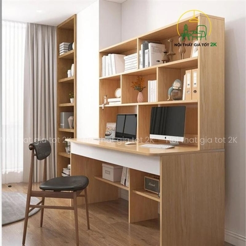 Bàn học đôi có kệ sách - BHKS002