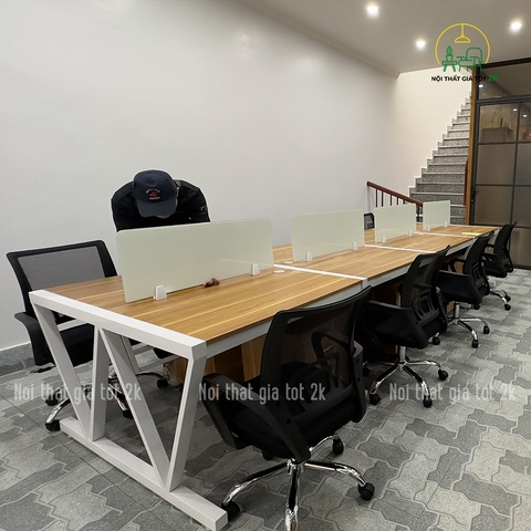 Cụm bàn làm việc 6 người SuTa chân V ST6V