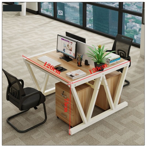 Cụm bàn làm việc 2 người SuTa chân V -ST2V