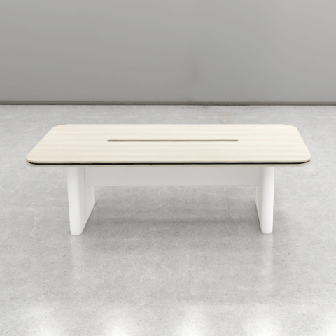 Bàn họp BH038 – Gỗ MFC phủ melamin màu trắng vàng vân gỗ 2m4 | Nội Thất giá tốt 2K