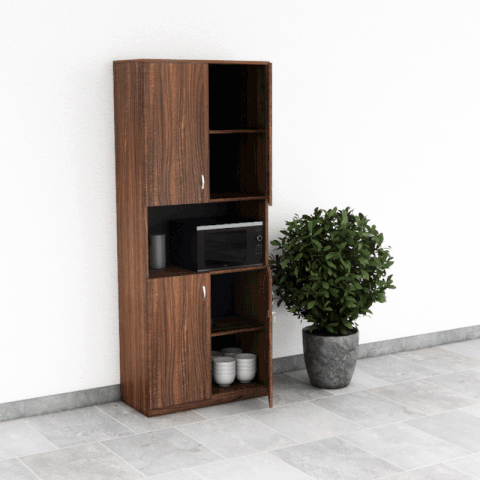 Tủ Pantry 005 Cao 200cm Nội Thất 2K – Tủ Đứng Có Khoang Lò Vi Sóng