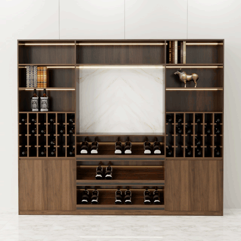 Tủ rượu TR001 - Gỗ mfc phủ melamin màu nâu 333 | Nội Thất giá tốt 2K