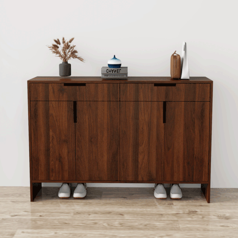 Tủ giày 4 cánh TGS013 - Gỗ mfc phủ melamin màu nâu vân gỗ | Nội Thất giá tốt 2K