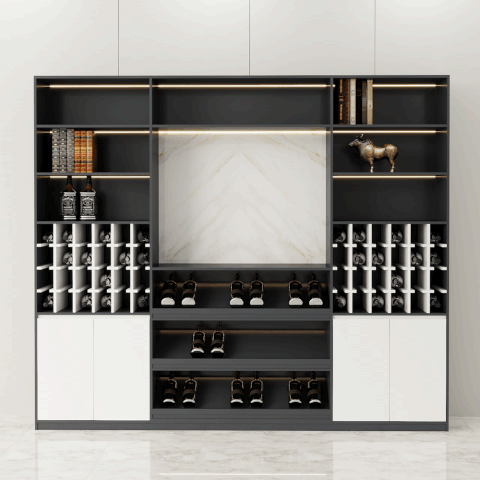 Tủ rượu TR001 - Gỗ mfc phủ melamin màu chì + trắng | Nội Thất giá tốt 2K