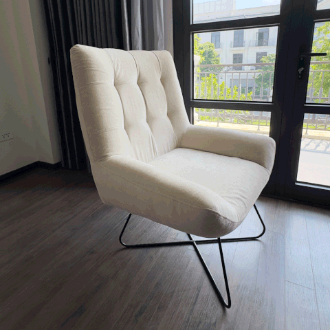 Ghế Sofa Đơn SFD002 - Ghế Thư Giãn Màu Kem Be Sáng Bọc Nỉ cao cấp