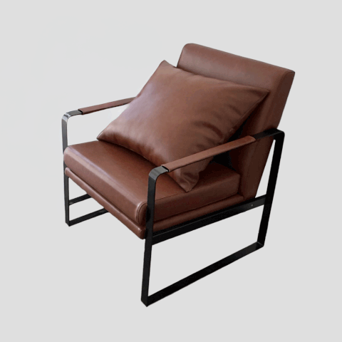 Ghế Sofa Đơn SFD001 - Bộ 2 Ghế 1 Bàn Trà - Khung Sắt Sơn Tĩnh Điện Bọc Da Cleo