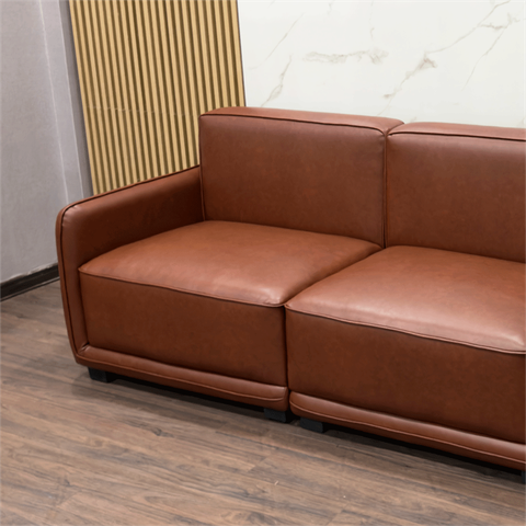 Sofa Da Cleo SF033 – Màu nâu pha cam | Nội Thất giá tốt 2K