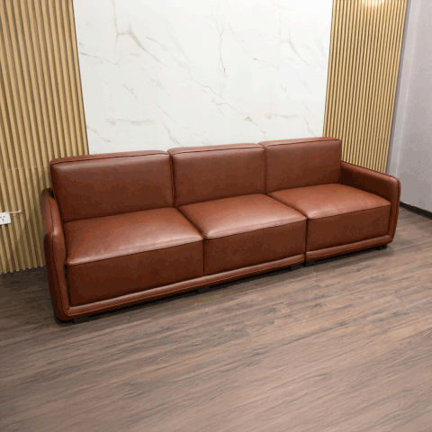 Sofa Da Cleo SF033 – Màu nâu pha cam | Nội Thất giá tốt 2K