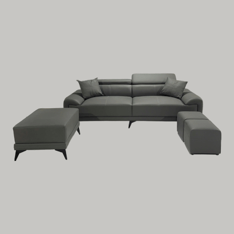 Sofa Da Cleo SF038 – Bộ sofa màu ghi đậm | Nội Thất giá tốt 2K