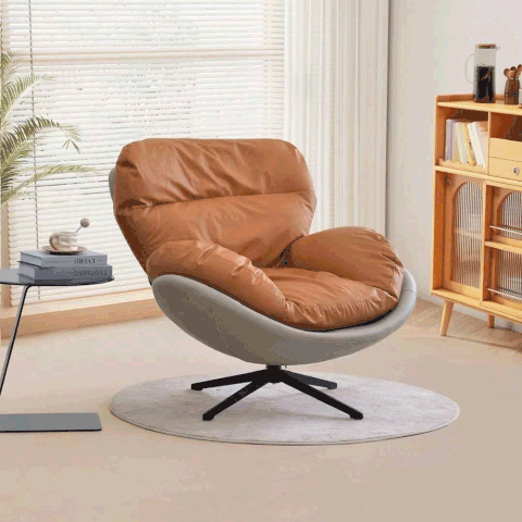 Ghế thư giãn GTG001 –  Đệm da màu cam xoay 360 chống bám bẩn | Nội Thất giá tốt 2K