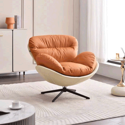 Ghế thư giãn GTG001 –  Đệm da màu cam xoay 360 chống bám bẩn | Nội Thất giá tốt 2K