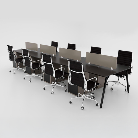 Cụm bàn làm việc 8 người BNVG008 - Gỗ MFC phủ melamin vân gỗ đen 025 | Nội Thất giá tốt 2K