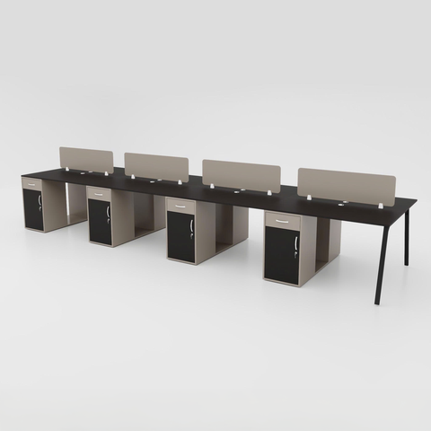 Cụm bàn làm việc 8 người BNVG008 - Gỗ MFC phủ melamin vân gỗ đen 025 | Nội Thất giá tốt 2K