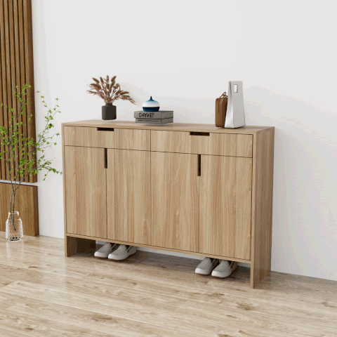 Tủ giày 4 cánh TGS013 - Gỗ mfc phủ melamin màu vân gỗ vàng | Nội Thất giá tốt 2K