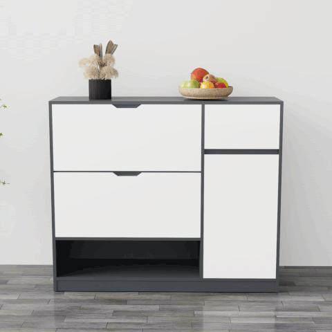 Tủ giày TGS014  - 2 Lật 1 cánh 1 ngăn kéo màu xám trắng | Nội Thất giá tốt 2K