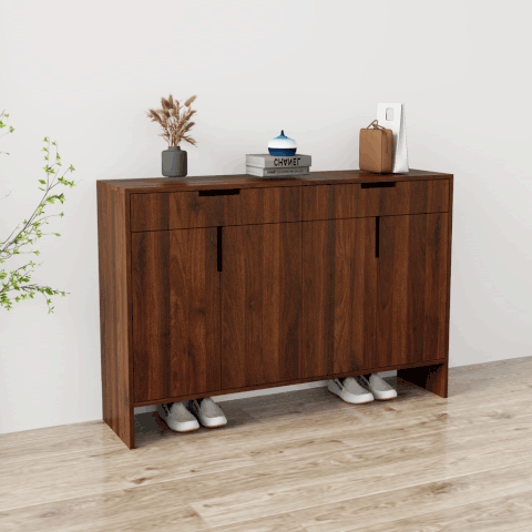 Tủ giày 4 cánh TGS013 - Gỗ mfc phủ melamin màu nâu vân gỗ | Nội Thất giá tốt 2K