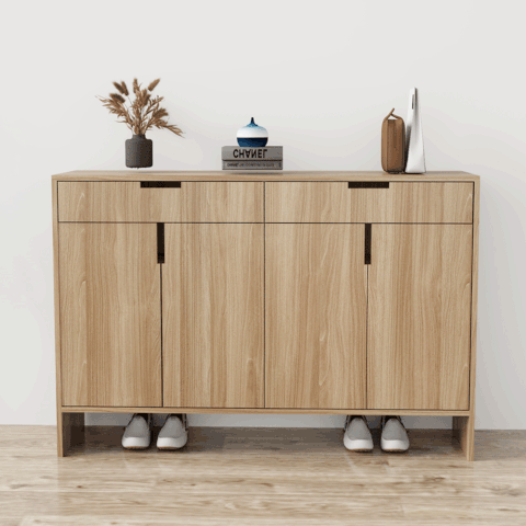 Tủ giày 4 cánh TGS013 - Gỗ mfc phủ melamin màu vân gỗ vàng | Nội Thất giá tốt 2K