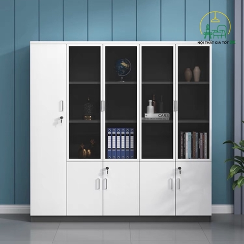 Tủ hồ sơ vân gỗ 2.4m THS002